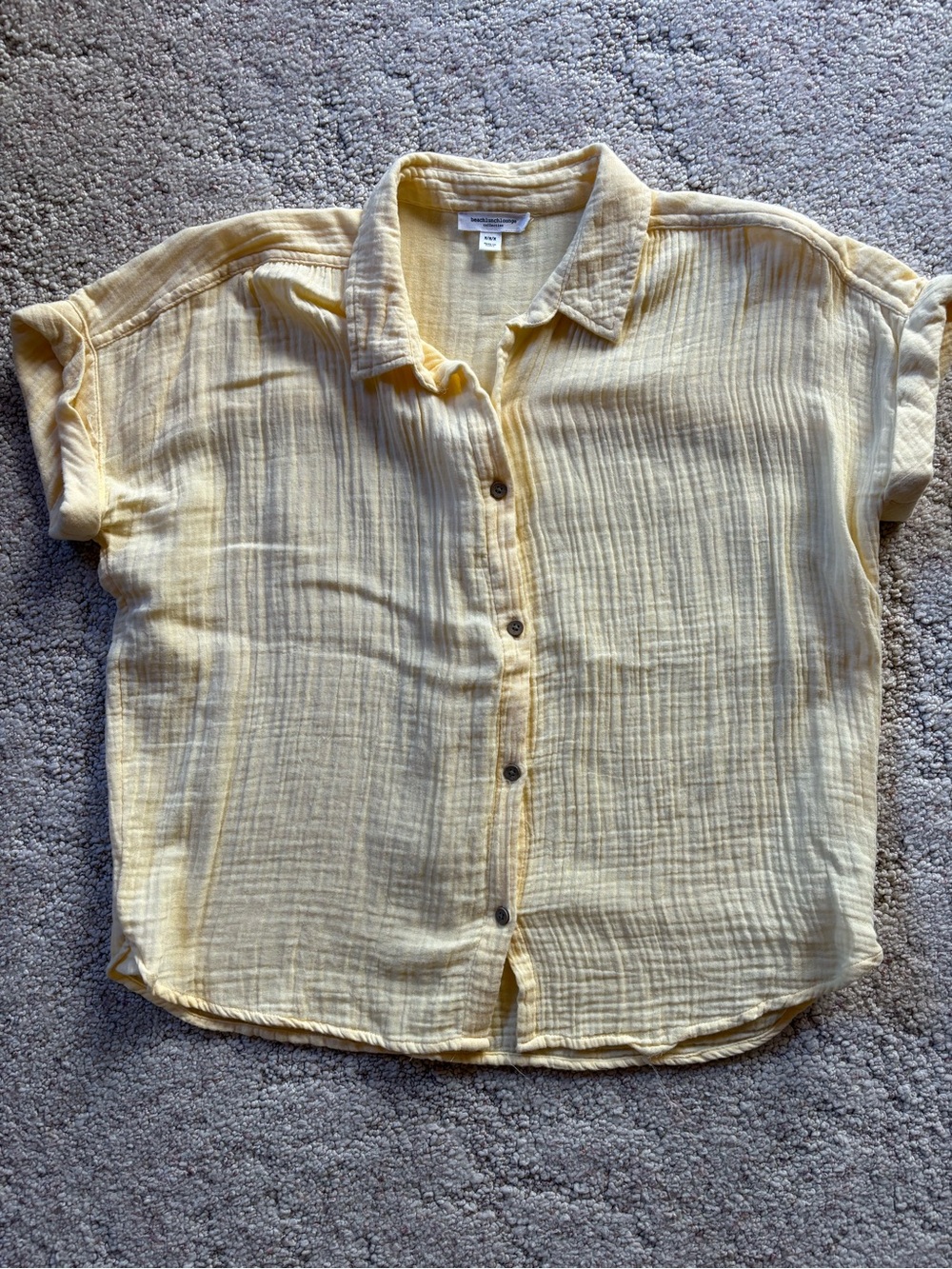 beachlunchlounge Pale Yellow Cotton Gauze Button-Down Shirt